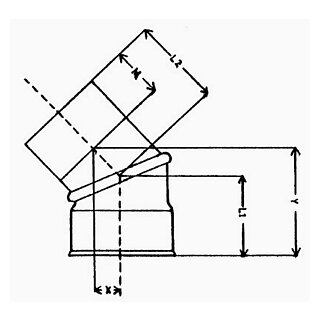 Bogen 45° verstel. für Holz V4A 120mm