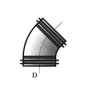 Spirobogen 45° mit Dichtung 150mm